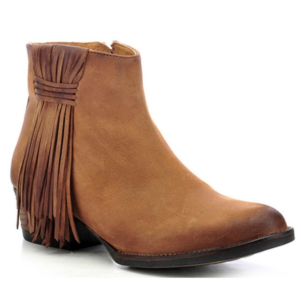 Circle G by Corral Womens Fringe Ankle Boots Tan Distressed Leather Q0007 7.5M - Picture 1 of 13